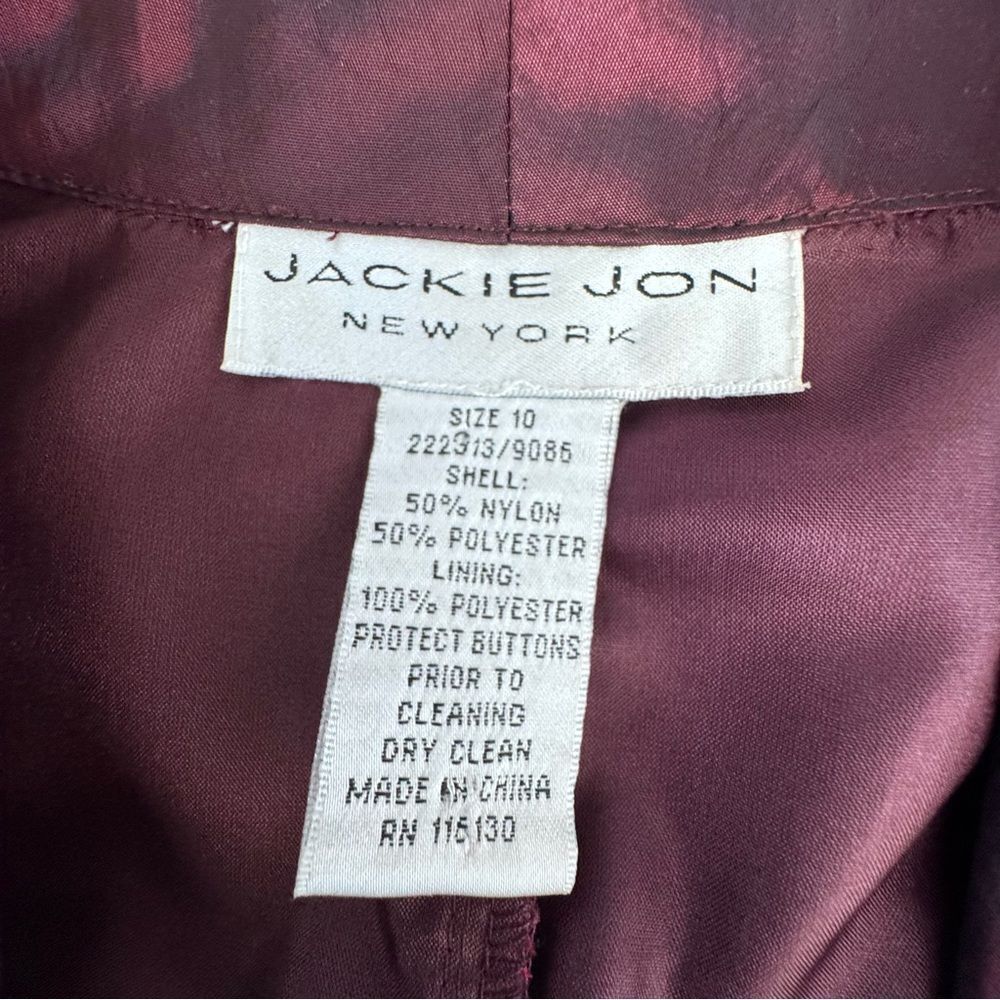 Jackie Jon New York Jacket Crinkle Crushed Burgundy Dressy Y2K SZ 10 - Picture 11 of 12